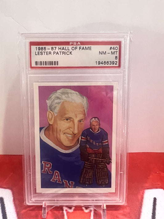 1985-87 Hall of Fame Cards #40 LESTER PATRICK PSA 8 NM-MT New York Rangers